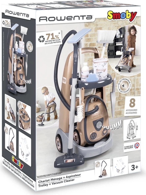 Ігровий набір Smoby Вiзок для прибирания Rowenta з пилотягом зі звуковим ефектом 8 аксесуарів 7600330325 (3032163303251) - зображення 3