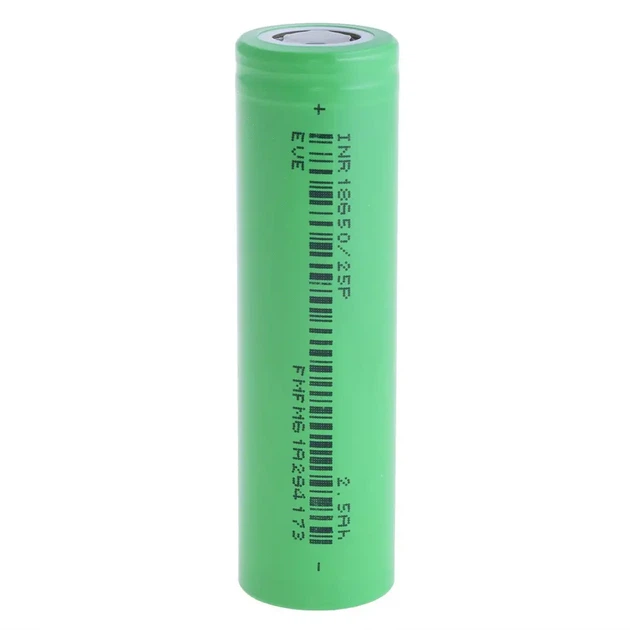 Акумулятор EVE INR18650-25P 2500mAh Grade A, високотоковий 20А - Фото 1 Акумулятор EVE INR18650-25P 2500mAh Grade A, високотоковий 20А - изображение 1