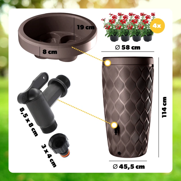 Zbiornik na deszczówkę Kadax Reveret 240 L Brązowy - obraz 2