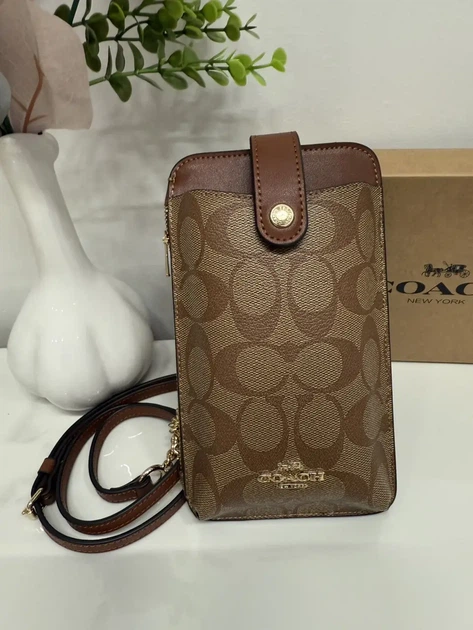 Coach C7397 Smartphone Shoulder COACH Coated Canvas Smooth Leather Signature Phone Crossbody Pouch Crossbody Pouch Crossbody Chain Smartphone Shoulder Bag Khaki - Фото 1 Coach C7397 Smartphone Shoulder COACH Coated Canvas Smooth Leather Signature Phone Crossbody Pouch Crossbody Pouch Crossbody Chain Smartphone Shoulder Bag Khaki - изображение 1