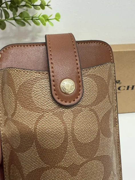 Coach C7397 Smartphone Shoulder COACH Coated Canvas Smooth Leather Signature Phone Crossbody Pouch Crossbody Pouch Crossbody Chain Smartphone Shoulder Bag Khaki - Фото 2 Coach C7397 Smartphone Shoulder COACH Coated Canvas Smooth Leather Signature Phone Crossbody Pouch Crossbody Pouch Crossbody Chain Smartphone Shoulder Bag Khaki - изображение 2