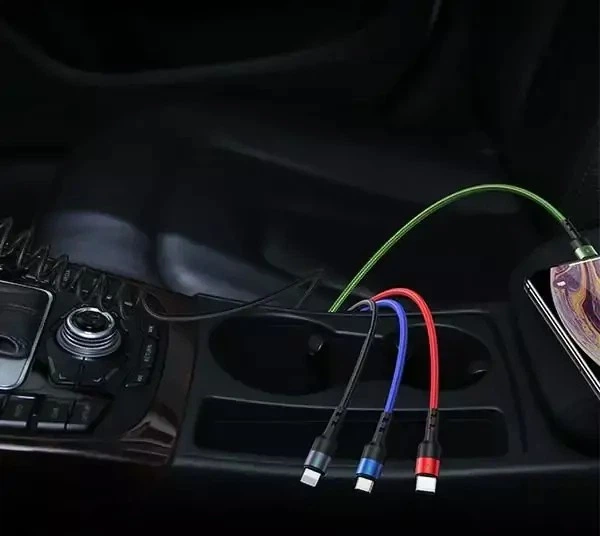 Кабель Usams 4 в 1 USB-A - 2 x lightning/microUSB/USB-C Fast Charge SJ349USB01 1.5 м (6958444968186) - зображення 3