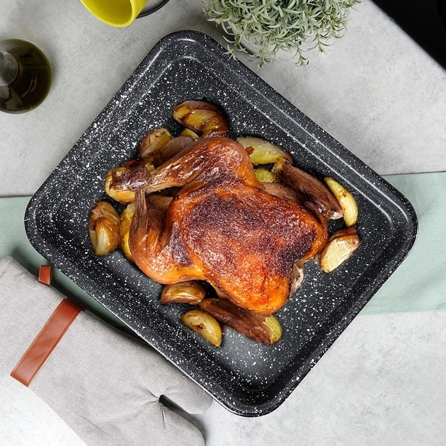 Brytfanna do piekarnika Orion Grande granitowa prostokątna 39.5 x 33.5 x 4.5 cm (8592381144425) - obraz 5