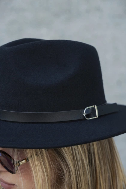 Женская Шляпа Fedora Черная С Ремнем - (364888) - изображение 4