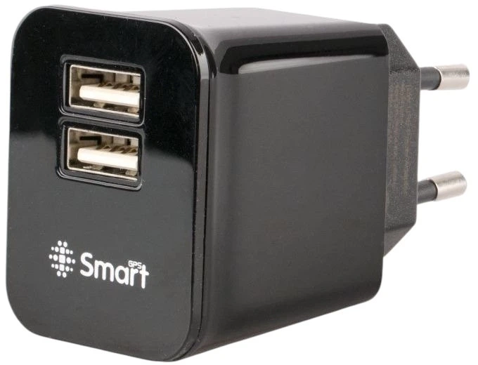 Мережевий зарядний пристрій SmartGPS Dual USB 2.1 A LSI01 Чорний (5905279820531) - зображення 1