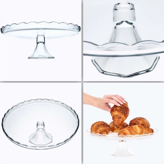 Patera na ciasto Kadax szklana na nodze 32 cm (5903699425718) - obraz 3