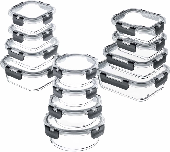 Zestaw szklanych pojemników Kadax Termoli z pokrywkami 12 szt (5906638309216) - obraz 1