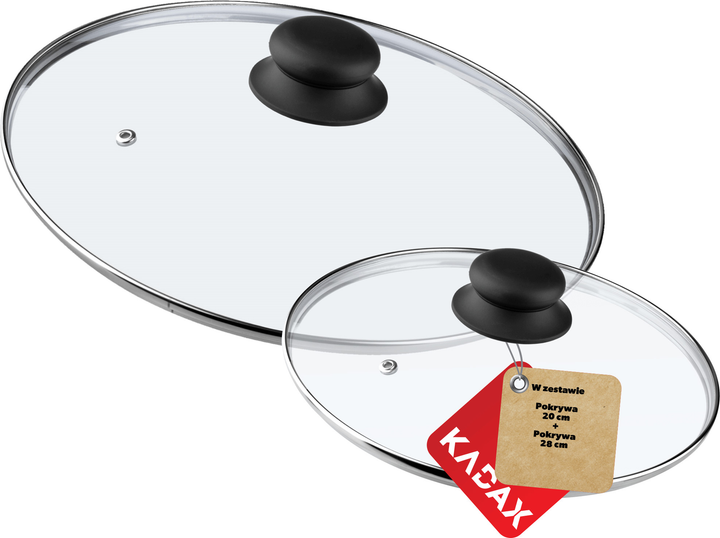 Zestaw pokrywek Kadax szklanych 20 cm + 28 cm (5903699436882) - obraz 1