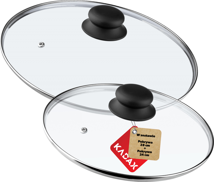 Zestaw pokrywek Kadax szklanych 24 cm + 28 cm (5903699436837) - obraz 1