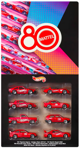 Tematyczny zestaw 8 samochodzików Hot Wheels 80 lat jazdy Mattel JGK09 (194735315796) - obraz 1