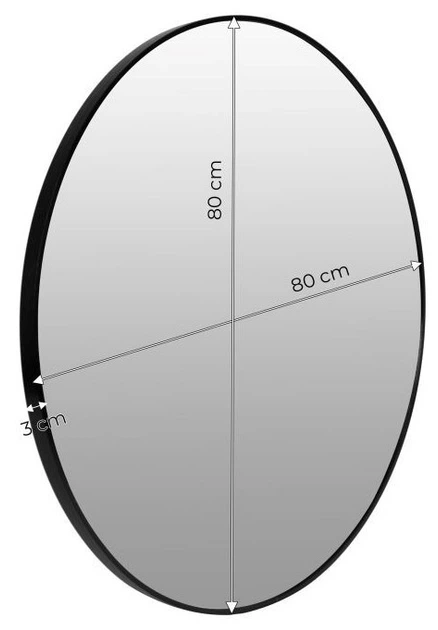 Настінне дзеркало ModernHome від Multistore Кругле підвісне сучасне алюмінієва рама 80 см чорне (VKM-925B-80) - зображення 4