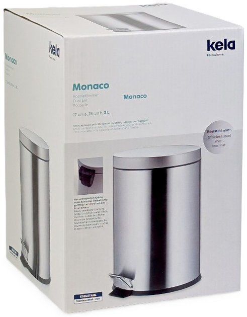 Kosz na śmieci KELA Monaco 3 l Stalowy mat (4025457181726) - obraz 2