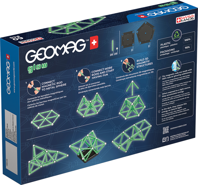 Конструктор детский магнитный Geomag 60 деталей - Фото 2 Конструктор детский магнитный Geomag 60 деталей - изображение 2