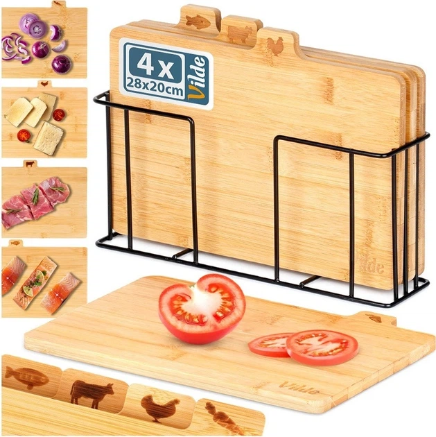 Zestaw desek kuchennych Vilde bambusowych ze stojakiem 28 x 20 cm 4 szt (5904316400200) - obraz 8