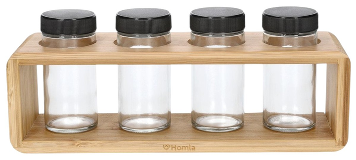 Zestaw przyprawników Homla Bambou na stojaku 4 słoiczki (5904183812908) - obraz 2