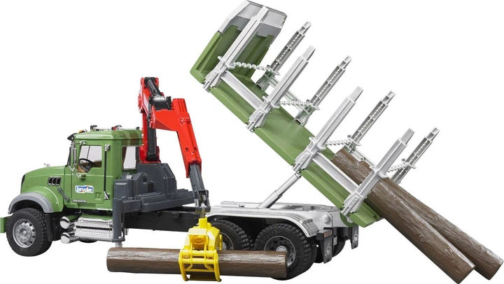 Лісовоз Bruder Mack Granite Timber Truck Loading Crane and 3 Trunks (4001702028244) (955555907040305) - Уцінка - зображення 2