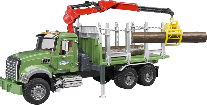 Лісовоз Bruder Mack Granite Timber Truck Loading Crane and 3 Trunks (4001702028244) (955555907040305) - Уцінка - зображення 3