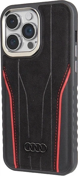 Панель Audi Genuine Leather MagSafe для Apple iPhone 14 Pro Max Black-Red (AU-TPUPCMIP14PM-R8/D3-RD) - зображення 2