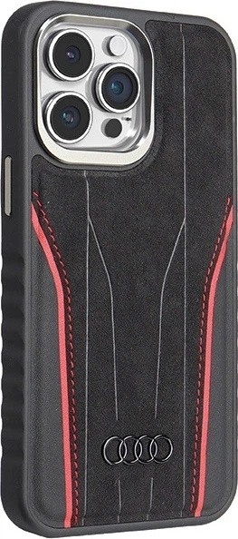 Etui Audi Genuine Leather MagSafe do Apple iPhone 15 Pro Black-Red (AU-TPUPCMIP15P-R8/D3-RD) - obraz 3