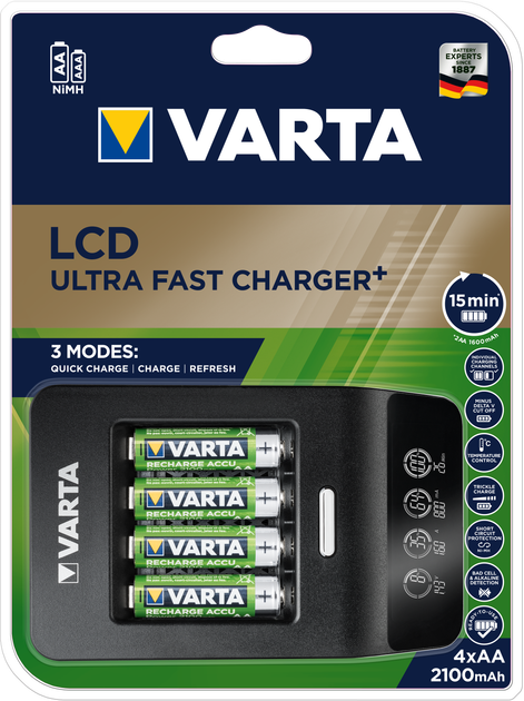 Зарядное устройство Varta LCD Ultra Fast Charger+ EU with 4x AA 2100 ...