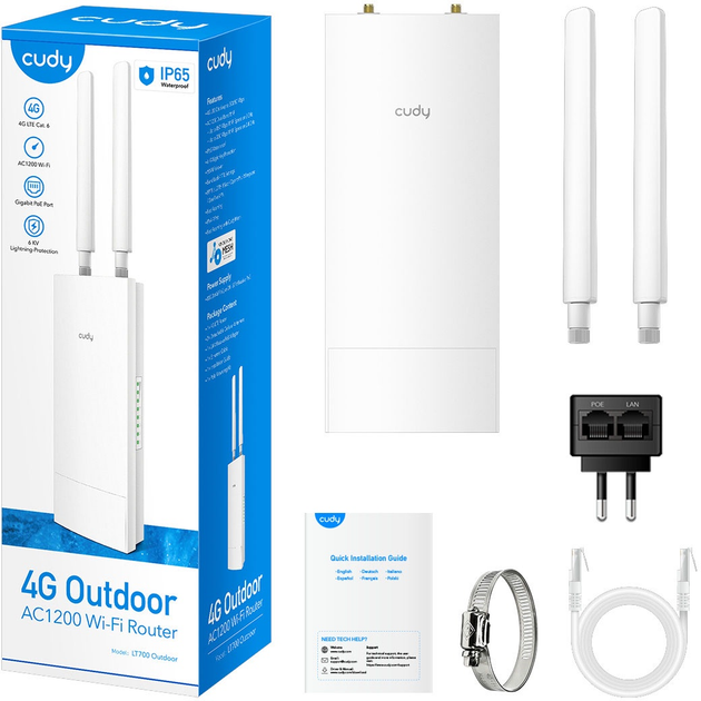 WiFi роутер Cudy Indoor/Outdoor 4G Cat 6 AC1200 White (LT700 Outdoor_EU) - зображення 6