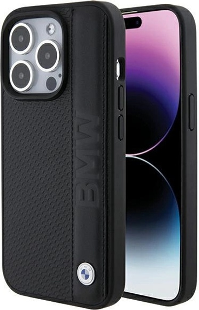 Панель BMW Leather Textured & Stripe для Apple iPhone 15 Pro Black (BMHCP15L22RDPK) - зображення 1