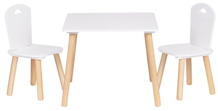 Zestaw mebli dla dzieci EcoToys stolik, 2 krzesła, białe (5905817007998) - obraz 1