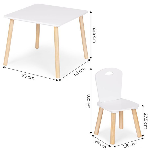 Zestaw mebli dla dzieci EcoToys stolik, 2 krzesła, białe (5905817007998) - obraz 5
