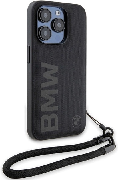 Панель BMW Signature Leather Wordmark Cord для Apple iPhone 15 Pro Black (BMHCP15L23RMRLK) - зображення 3