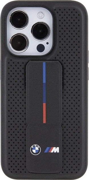 Панель BMW Grip Stand Smooth & Perforated для Apple iPhone 15 Pro Black (BMHCP15LGSPPRK) - зображення 4
