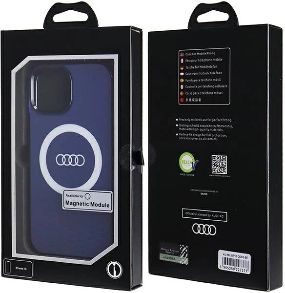 Etui Audi IML Big Logo MagSafe do Apple iPhone 15/14/13 Navy Blue (AU-IMLMIP15-Q5/D2-BE) - obraz 7