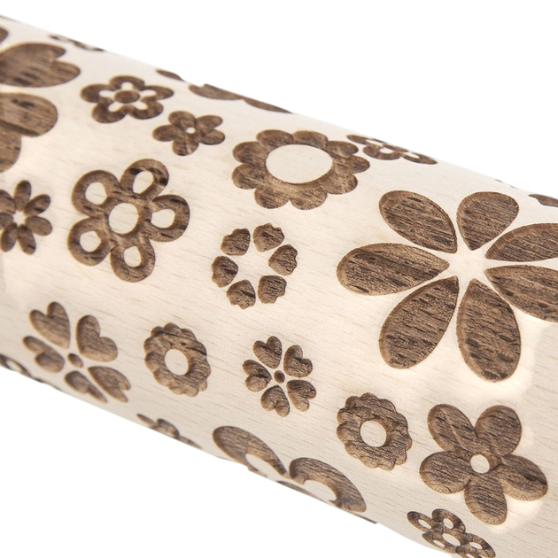 Качалка для тіста Orion дерев’яна обертовa з візерунком квіти 39 см (8592381181710) - зображення 2