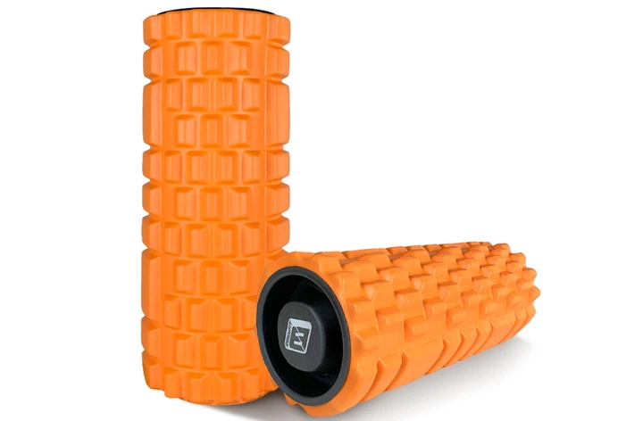 Масажний ролик EasyFit Grid Roller 33 см v.1.1 міцний масажер (жовтогарячий) 4960223 - зображення 3