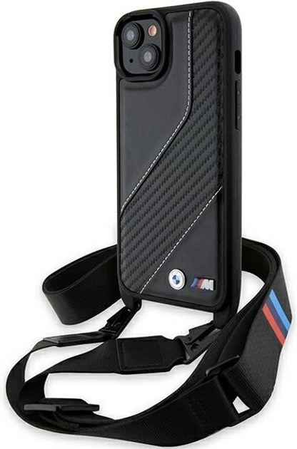 Панель BMW M Edition Carbon Stripe & Strap для Apple iPhone 15 Plus/14 Plus Black (BMHCP15M23PSCCK) - зображення 1