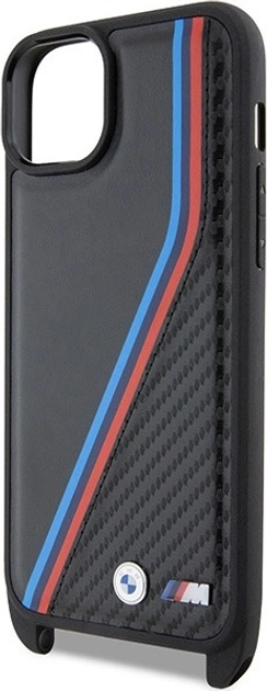Панель BMW M Edition Carbon Tricolor Lines & Strap для Apple iPhone 15/14/13 Black (BMHCP15S23PSVTK) - зображення 5