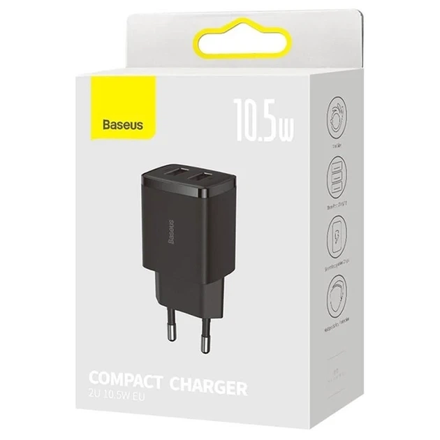 Зарядное Устройство Baseus Compact 10.5W (2 USB) black - изображение 4