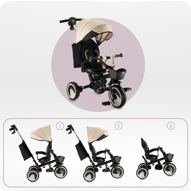 Детский трехколесный велосипед MoMi Ivi Beige поворотное сиденье
