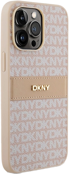 Etui DKNY Leather Mono Stripe & Metal Logo do Apple iPhone 14 Pro Pink (3666339260651) - obraz 4