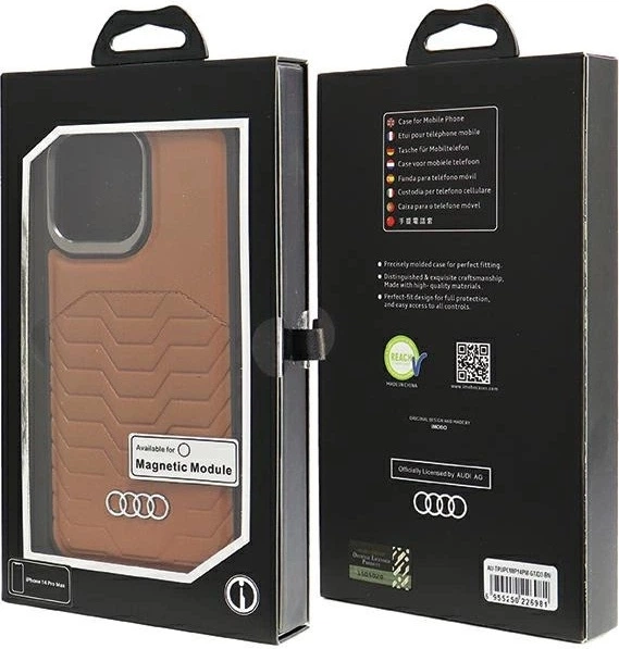 Etui Audi Synthetic Leather MagSafe do Apple iPhone 14 Pro Max Brown (AU-TPUPCMIP14PM-GT/D3-BN) - obraz 7
