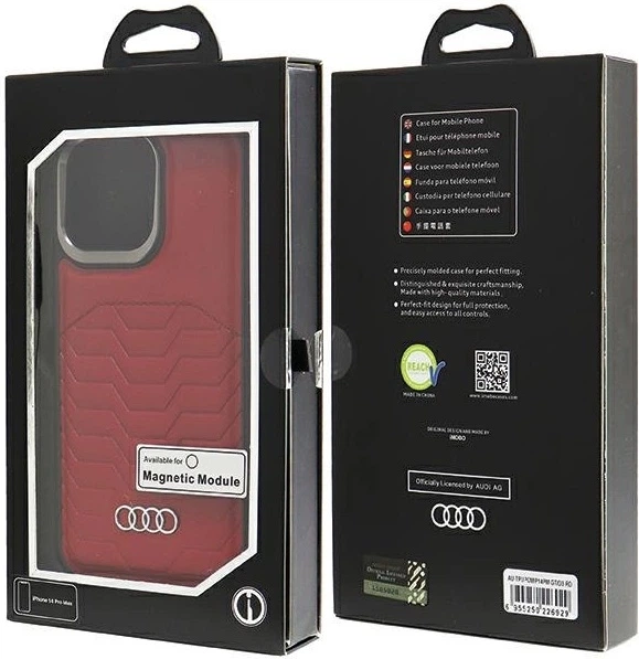 Панель Audi Synthetic Leather MagSafe для Apple iPhone 14 Pro Max Red (AU-TPUPCMIP14PM-GT/D3-RD) - зображення 7