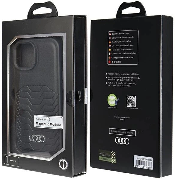 Панель Audi Synthetic Leather MagSafe для Apple iPhone 15/14/13 Black (AU-TPUPCMIP15-GT/D3-BK) - зображення 7