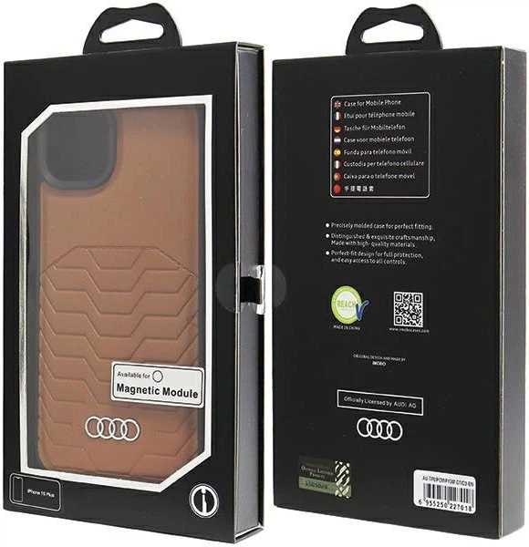 Etui Audi Synthetic Leather MagSafe do Apple iPhone 15 Plus/14 Plus Brown (AU-TPUPCMIP15M-GT/D3-BN) - obraz 7