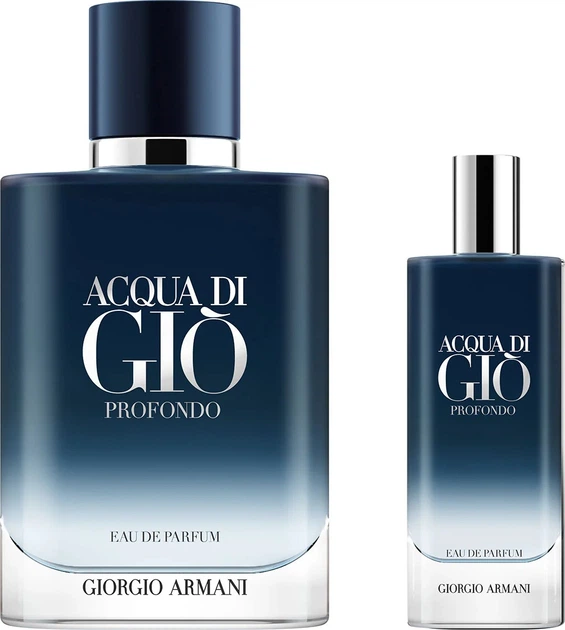 Набір для чоловіків Giorgio Armani Acqua Di Gio Pour Homme Profondo Парфумована вода 100 мл + Мініатюра Парфумована вода 15 мл (3614274692495) - зображення 2