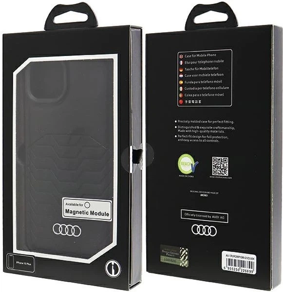 Etui Audi Synthetic Leather MagSafe do Apple iPhone 15 Plus/14 Plus Black (AU-TPUPCMIP15M-GT/D3-BK) - obraz 7