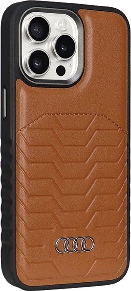 Etui Audi Synthetic Leather MagSafe do Apple iPhone 15 Pro Brown (AU-TPUPCMIP15P-GT/D3-BN) - obraz 3