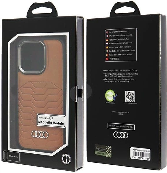 Etui Audi Synthetic Leather MagSafe do Apple iPhone 15 Pro Brown (AU-TPUPCMIP15P-GT/D3-BN) - obraz 7