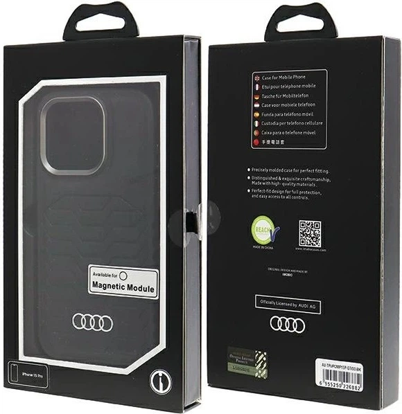 Панель Audi Synthetic Leather MagSafe для Apple iPhone 15 Pro Black (AU-TPUPCMIP15P-GT/D3-BK) - зображення 6