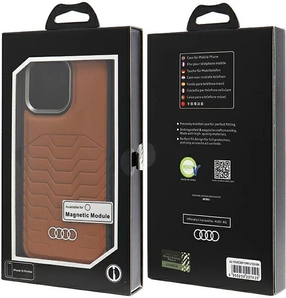 Etui Audi Synthetic Leather MagSafe do Apple iPhone 15 Pro Max Brown (AU-TPUPCMIP15PM-GT/D3-BN) - obraz 7
