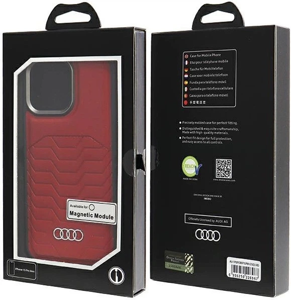 Панель Audi Synthetic Leather MagSafe для Apple iPhone 15 Pro Max Red (AU-TPUPCMIP15PM-GT/D3-RD) - зображення 7