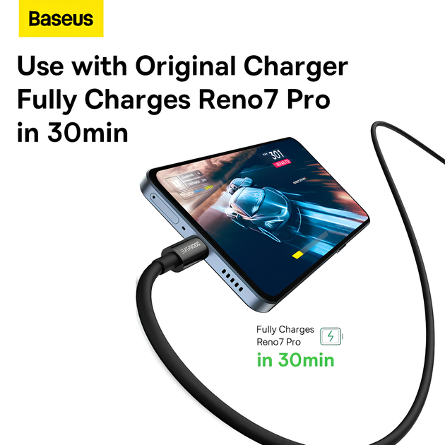 Кабель Baseus Superior Series (SUPERVOOC) Fast Charging Data Type-C 65W 1м Black (CAYS000901) - зображення 7